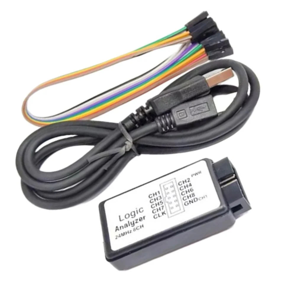 USB For logic Analyzer 24MHz Sampling Rate 8 Channel for For circuit Testing Signal Debugging I2C UART Bus Analysis