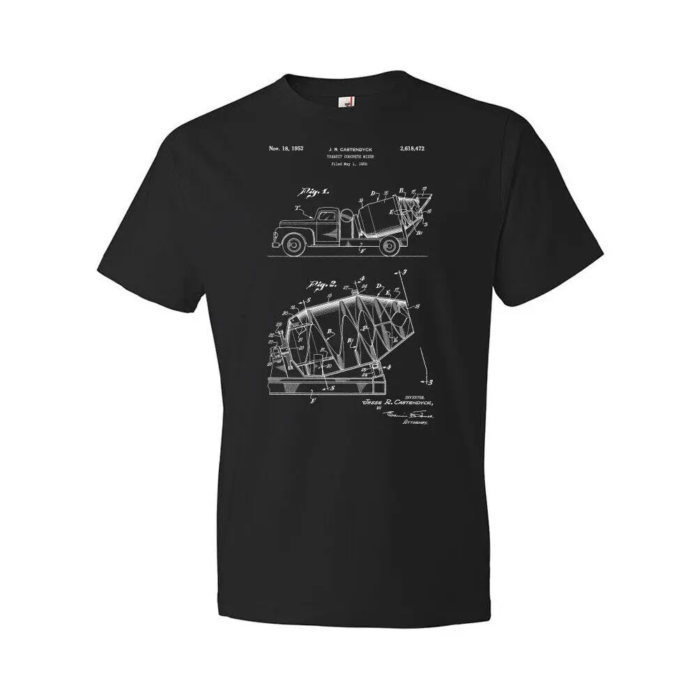 Cement Mixer Truck Shirt Construction Worker Contractor Gift Truck Blueprint High Quality 100%Cotton Short Sleeve