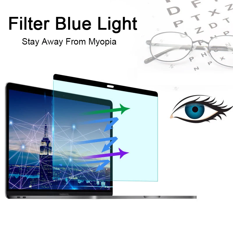 Anti-blue Light Screen Protector Magnetic For Macbook Air 13 Pro 14 16 M1 M2 2021 2022 2023 A2337 A2681 A2442 A2485 15 PET Film