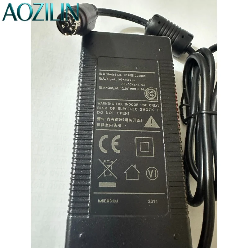 AOZILIN 12V 6A 4 Pin Power Adapter ZL-D090W1206000 AC DC Charger For Cash Register POS Machine Power Supply
