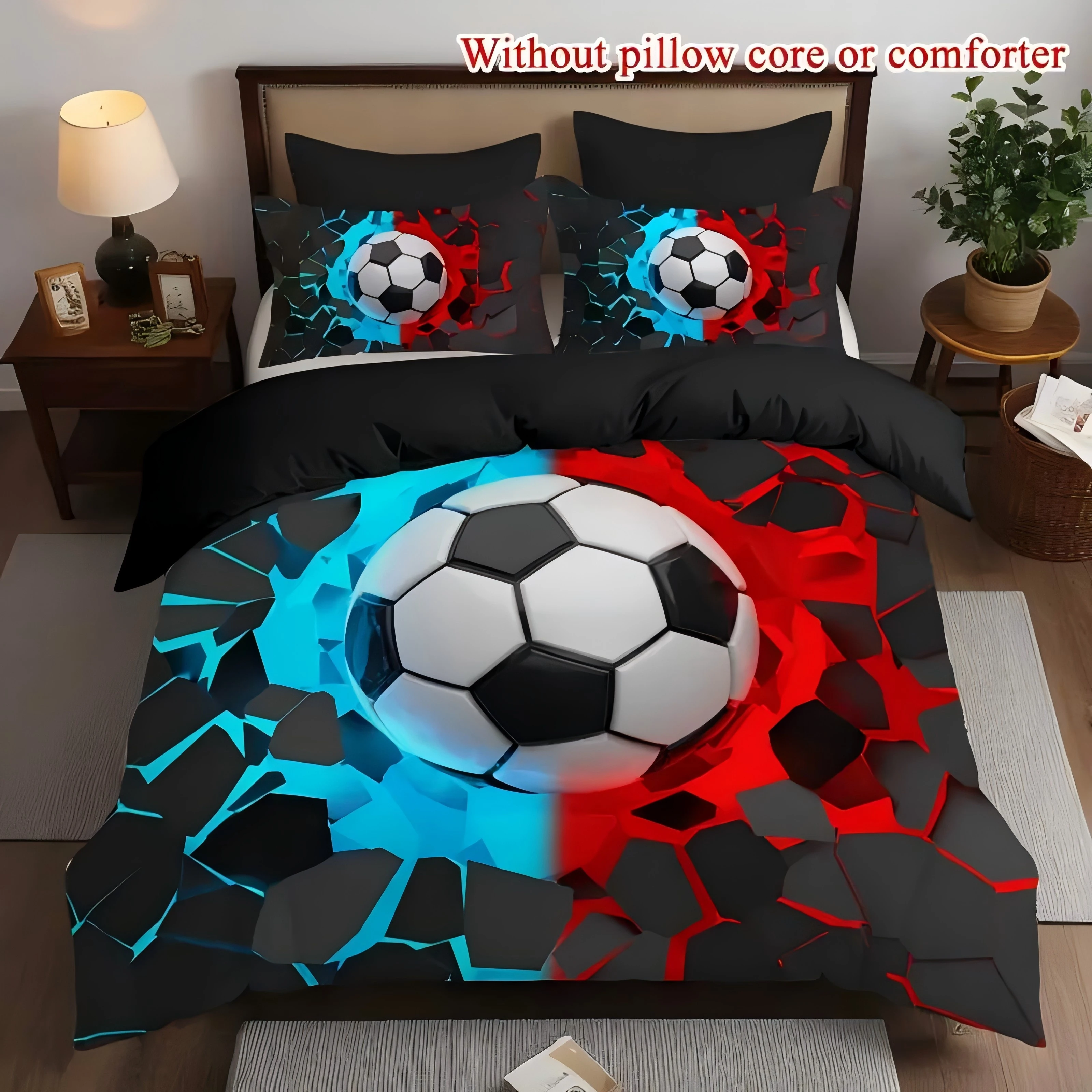 Colorful Football Print Quilt Cover Passionate Wall Impact Color Laser Science Fiction Style Polyester Comfortable Duvet Cover