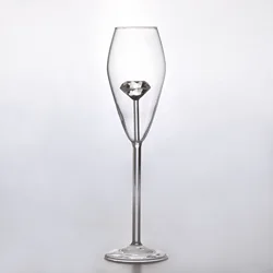 Creative 3D Clear Diamond Glass, Build-in Red Wine Glasses Cup, Champagne Flute Goblets, Home Lovely Gift, 1 Piece
