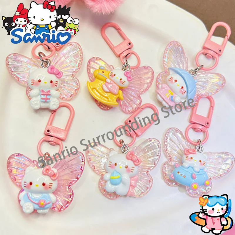 

6 Style Sanrio Hello Kitty Key Chain Cute Cartoon Girl Sweet Pendant Couple Best Friend Accessories Key Chains Kids Gifts Anime