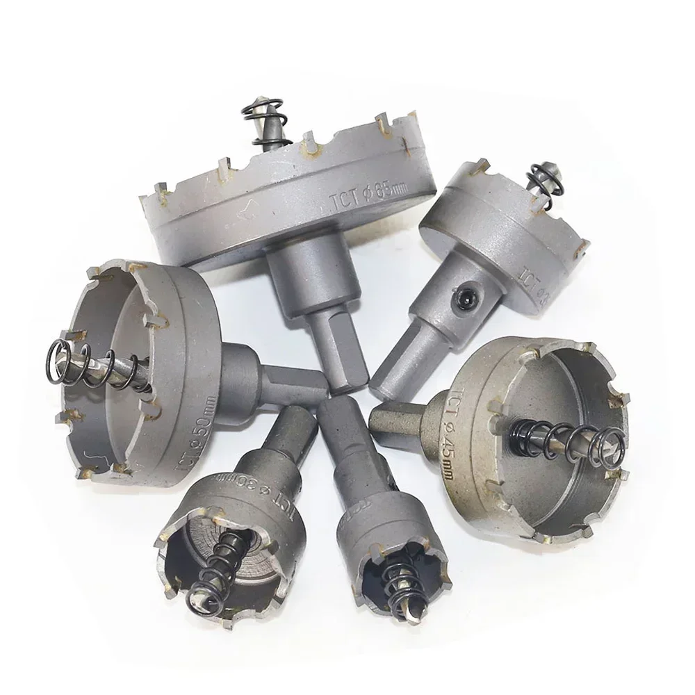 

6Pcs/Set Carbide Tipped Saw Drill Bit Set 22mm/30mm/35mm/45mm/50mm/65mm Carbide Tip Hole Saw Cutter Head Tool For Wood/Metal