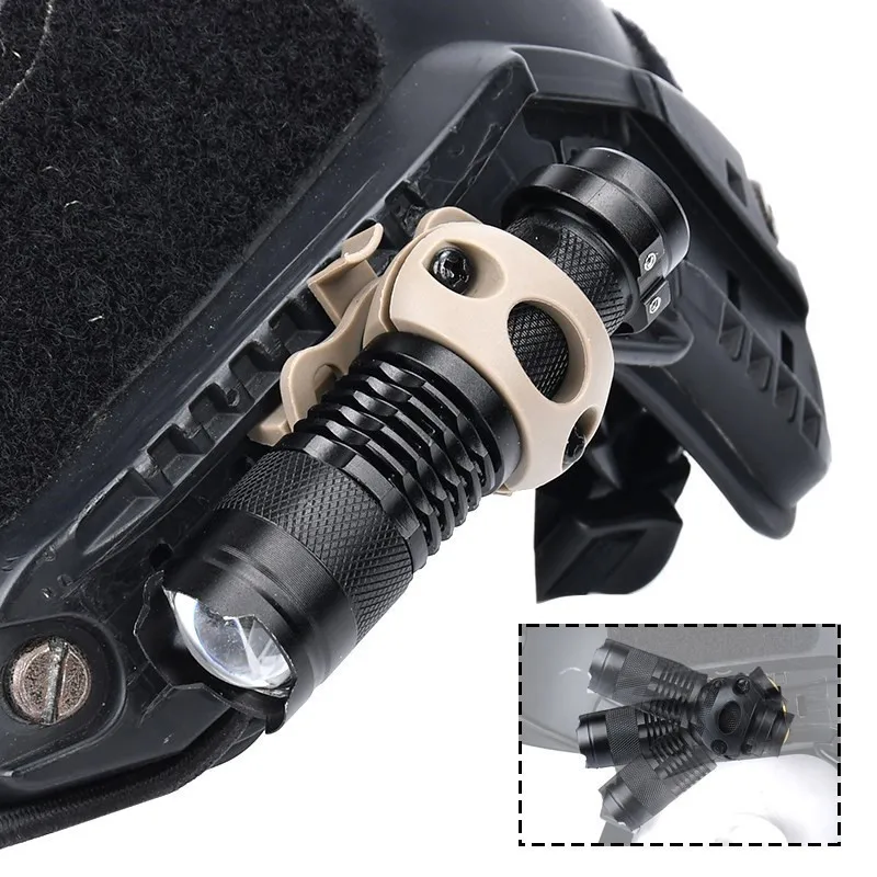 Telescopic Zoom Fast Helmet Light 100Lumens Hunting  Helmet Lamp Strobe LED Mini Light Hat Clamp Holder Camping