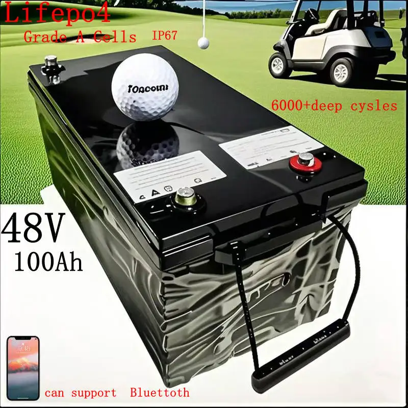 48V 100AH Lifepo4 Lithium Battery with Bluetooth APP for 5KW-10KW Tricycle Inverter Solar Energy Storage Scooter + 10A Charger
