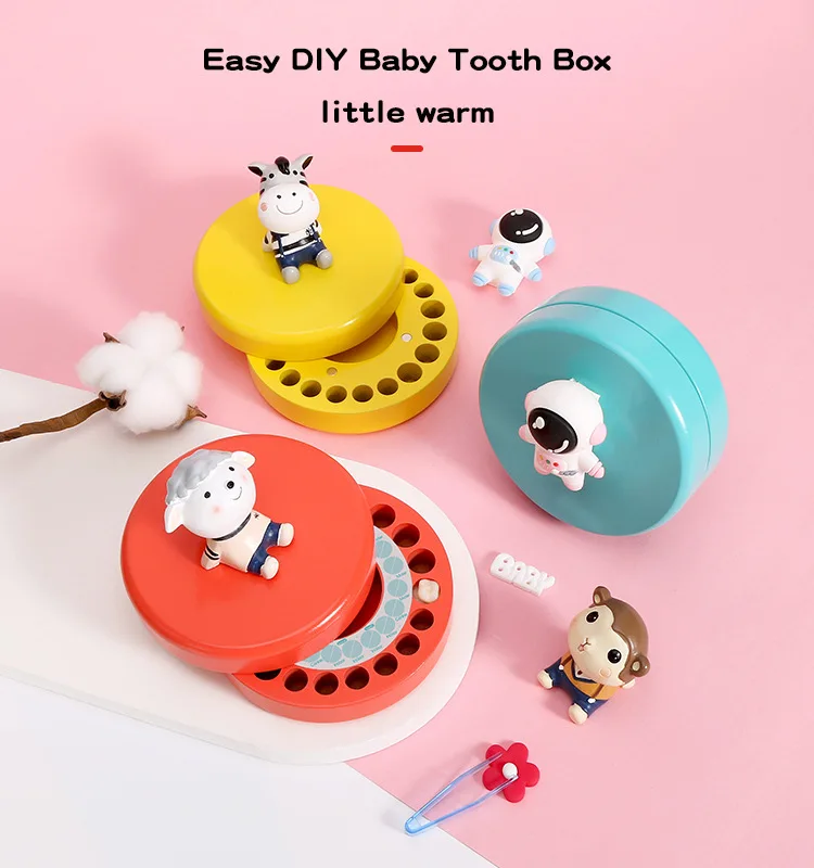 Language English Baby Wood Tooth Box Organizer Milk Teeth Storage Collect Teeth Umbilical Save Souvenirs Gifts Baby Tooth Box