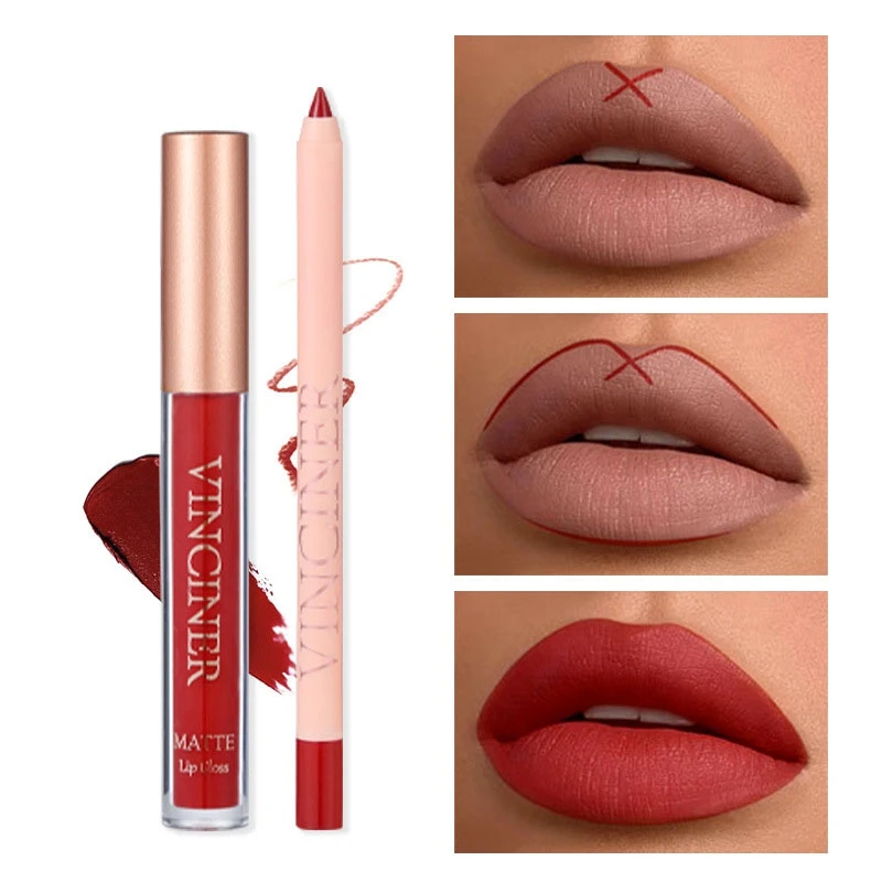 12 Colors Matte Nude Brown Lipliner Pencil Lipsticks Lip Contour Kit Waterproof Non-sticky Sexy Velvet Red Lip Gloss Makeup Tool