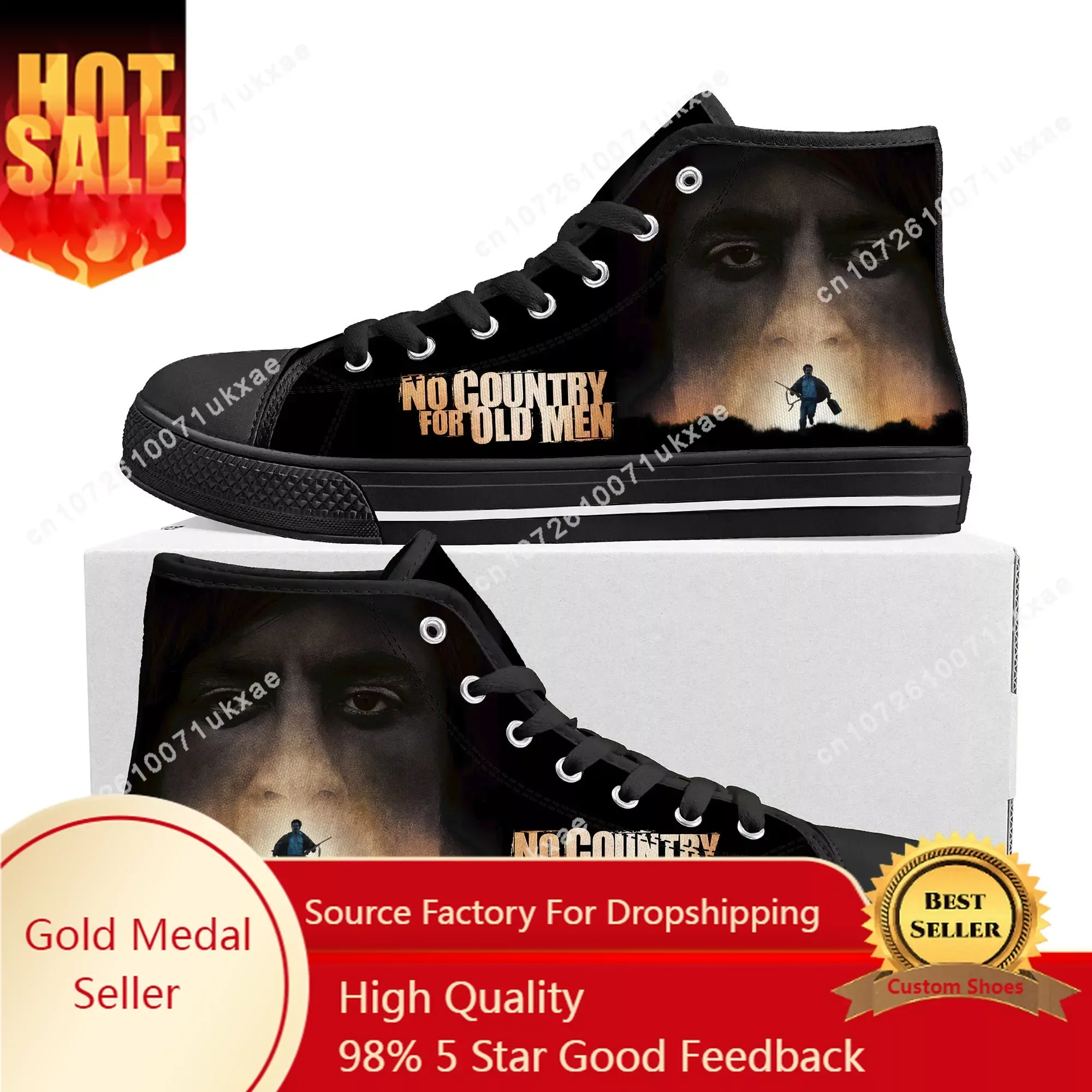 

No Country for Old Men High Top Sneakers Mens Womens Teenager Anton Chigurh Canvas Sneaker couple Shoe Casual Custom Made Shoes