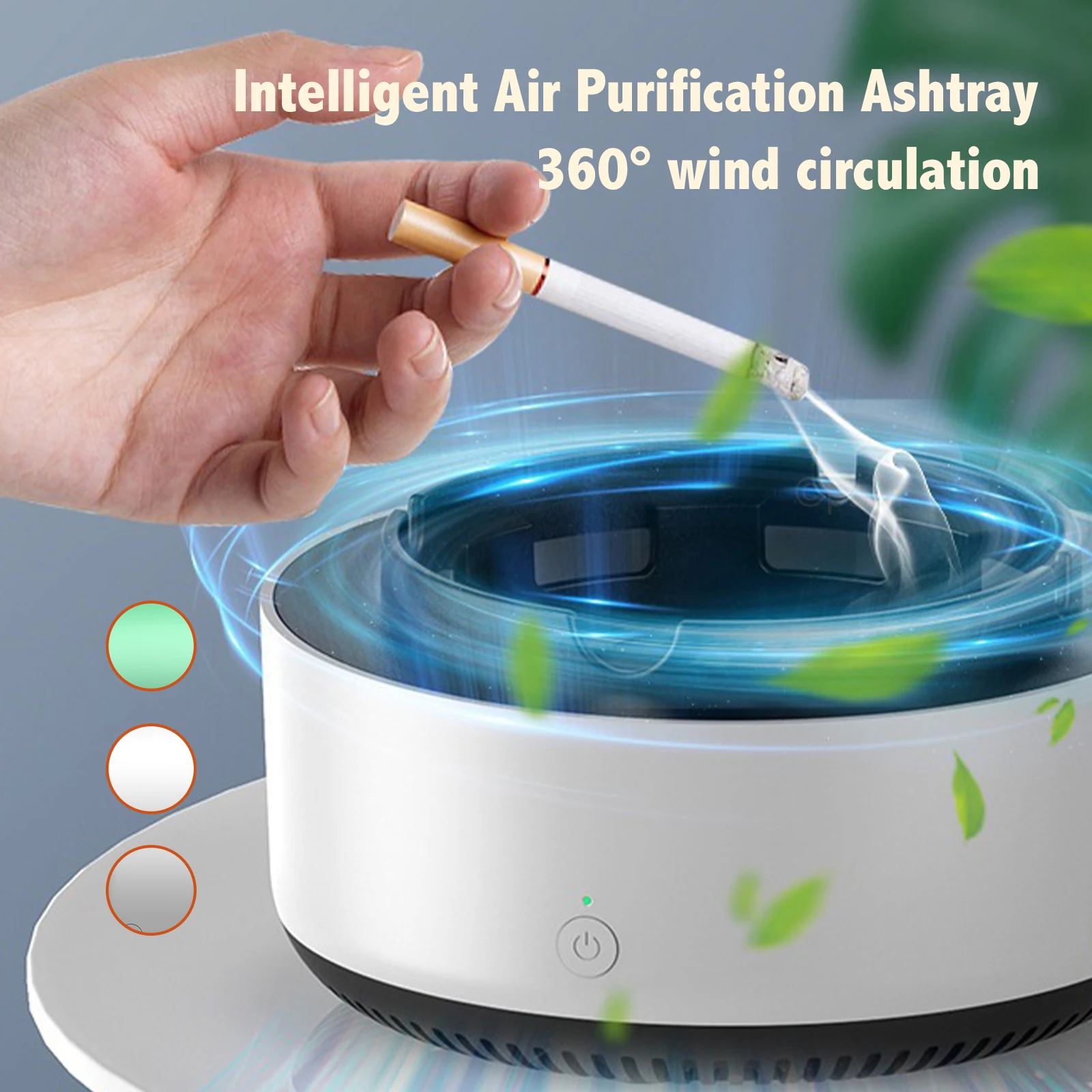 Smart Ashtray Air Purifier,Remove Secondhand Smoke and Tobacco Odor Instantly,Batteries Not Included, Ring Aromatherapy Tablets