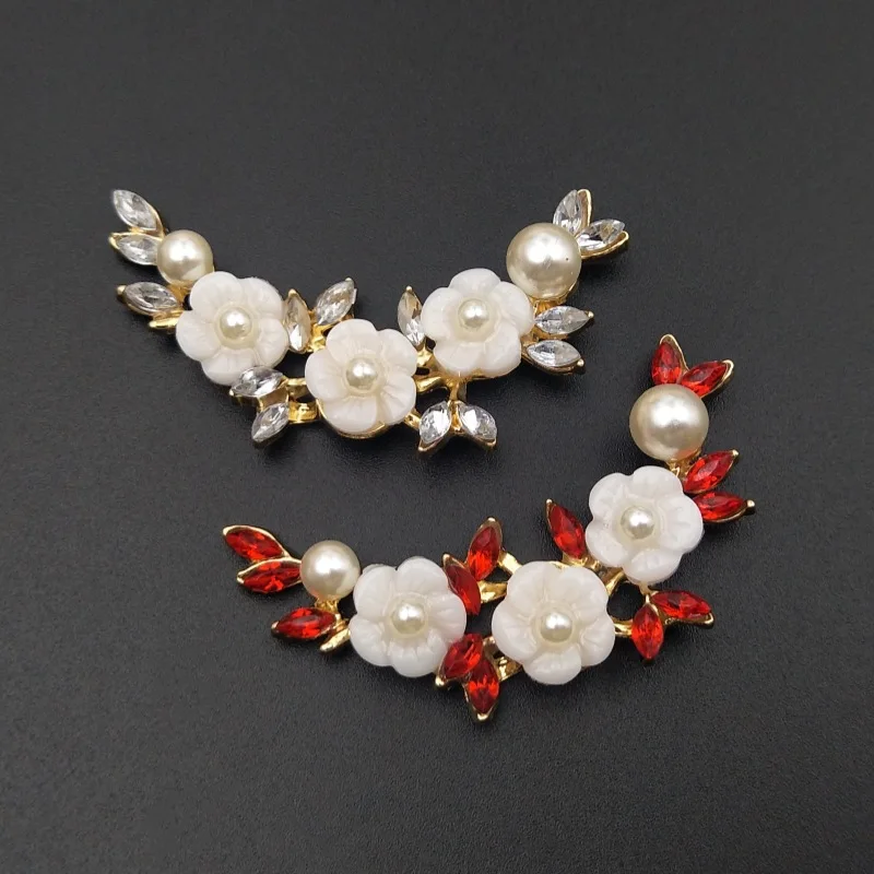 Plum Blossom DIY Jewelry Accessory 10pcs Vintage Branch Flower with Rhinestones Metal Embellishment Factory Decoration Ornament