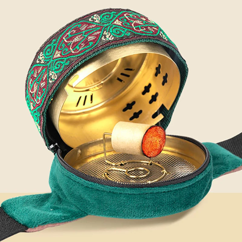 Portable Iron Moxibustion Box Smokeless Heating Pad for Abdomen Warmth, Warm Massage Relaxation, Comfort, Natural Moxa Wellness