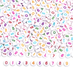 100pcs/Lot Color Acrylic Number Beads Round Flat Spacer Charm Bead for Jewelry Making DIY Bracelet Necklace Accessories