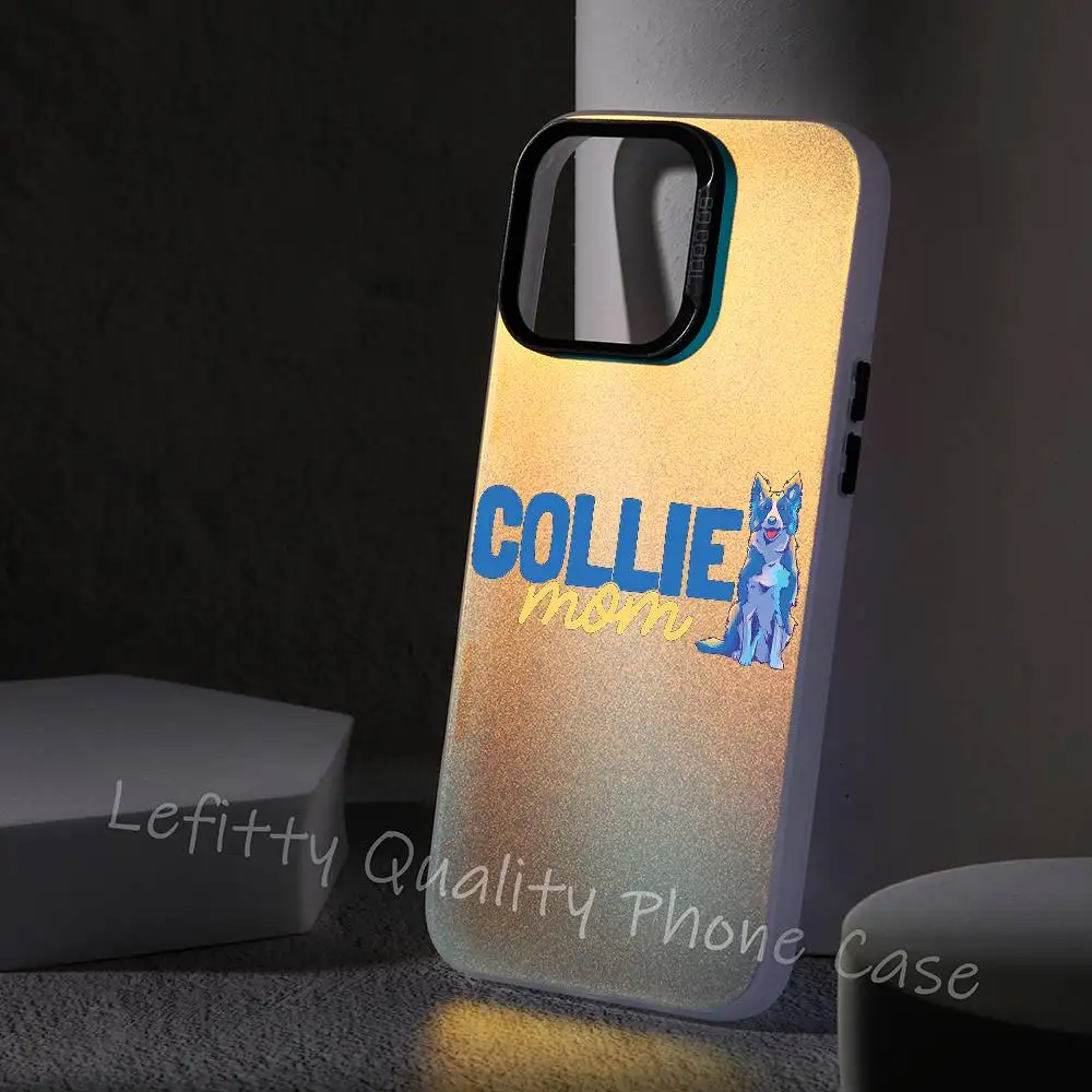 

Border Collie Dad Mom Dog Phone Case Laser Metallic For iPhone 16 15 14 13 12 11 Pro Max Matte Aurora Multicolor gradient