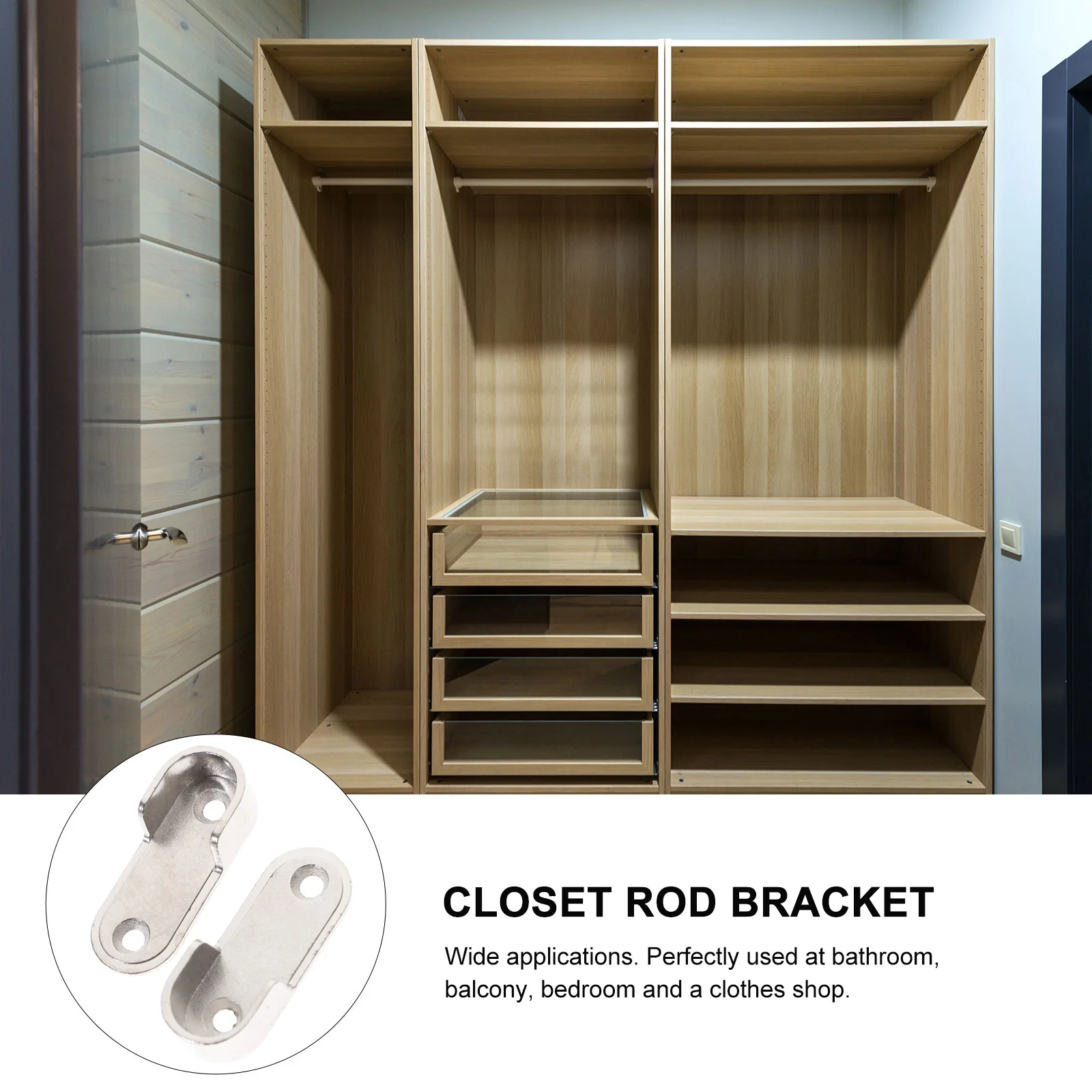 

10pcs Stainless Closet Rod Bracket Support Pole Holder Shower Curtain Wardrobe Balcony Shower Curtain Rod Holders For