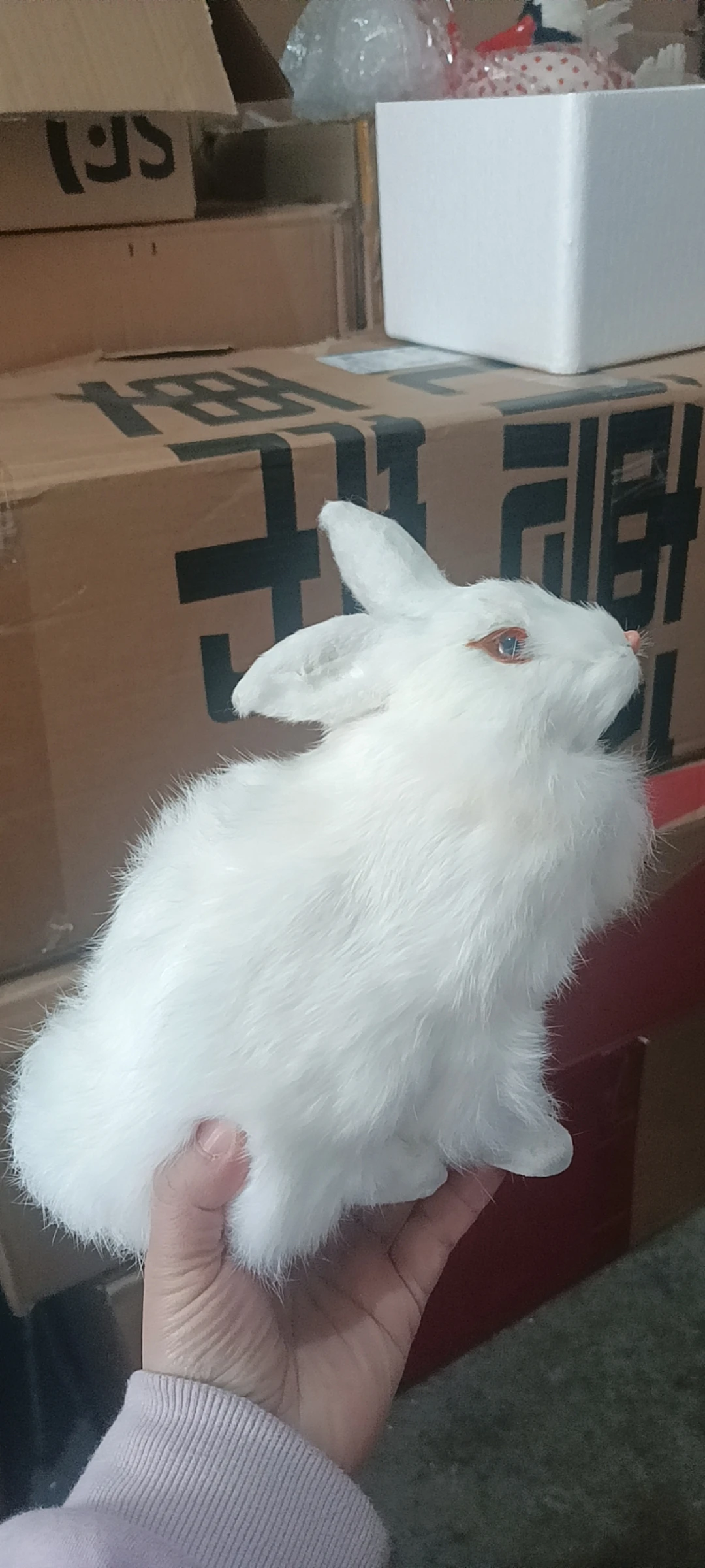 Cute Small Rabbit Model 20cm Real Life Squatting Design Plastic with Furs Gift Idea for Home Decor And Collectibles