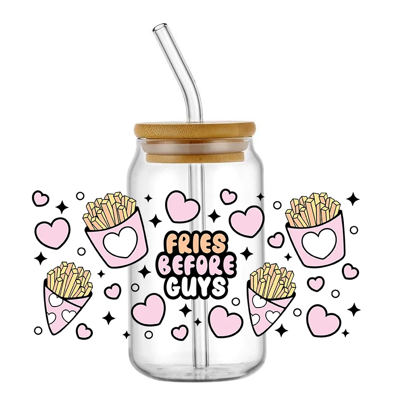 Delicious Food French Fries Milk Tea UV DTF Sticker For 16oz Cups Wrap Transfer Sticker Custom Labels DIY Logo Selfadhesive