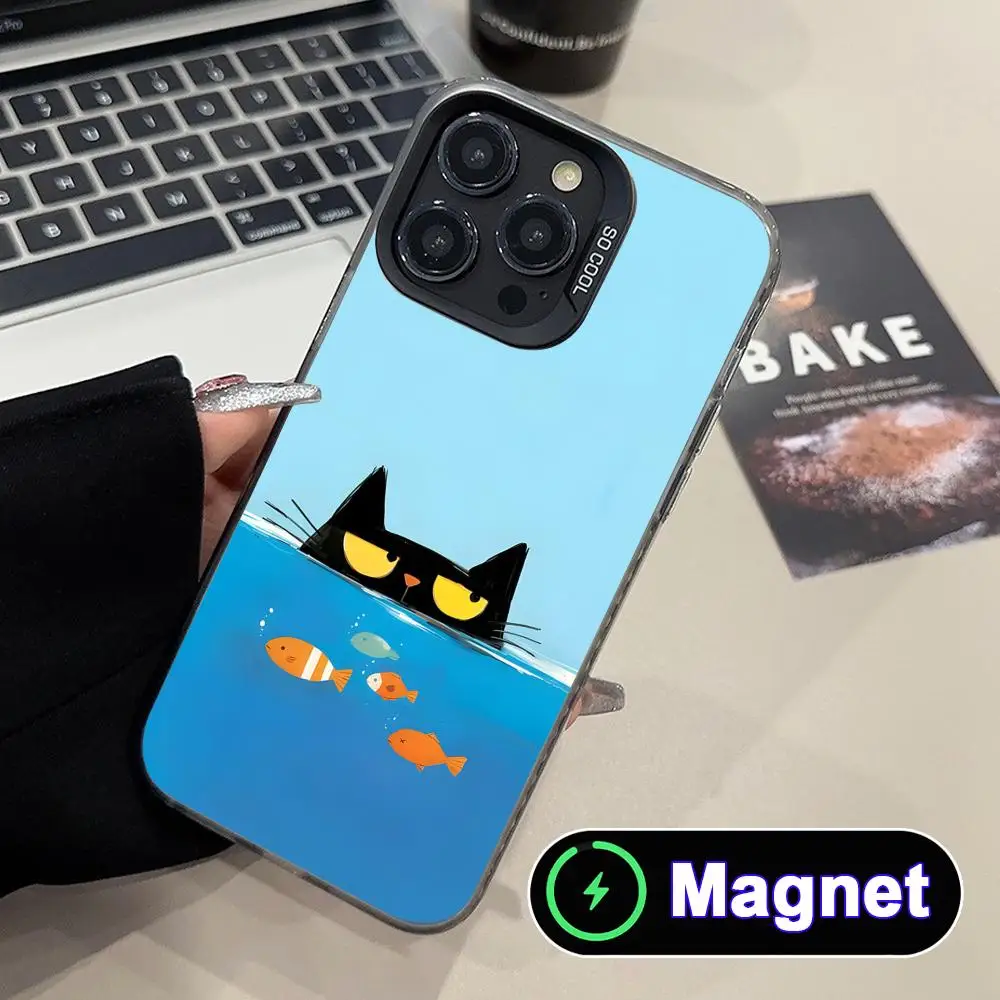 

Funny Cat Phone Case for iPhone 17 16 15 14 13 12 11 Air Pro Max Plus Colorful Silver MagSafe Cover