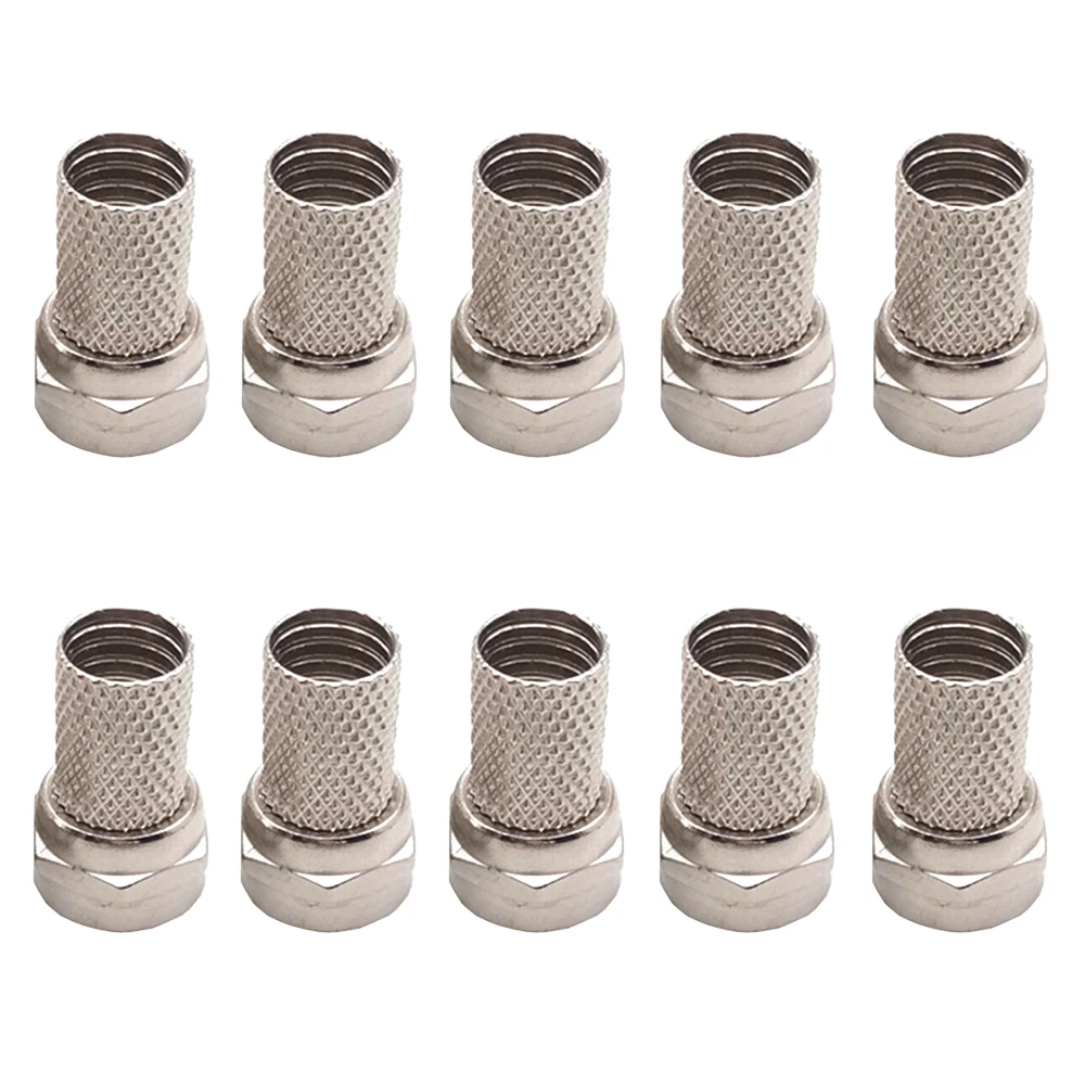 

10Pcs Twist On RG6 F Type Coaxial Cable Connector Plugs 75-5 Zinc Alloy Connector for TV Satellite Antenna Coax Cable F Head