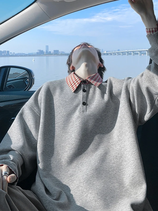 

Мужская толстовка оверсайз с воротником-стойкой, весенне-осенняя, повседневная, в американском университетском стиле, свободного кроя