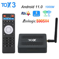 TOX3 Android 11 TV Box Amlogic S905X4 2.4G 5G Dual Wifi BT4.1 4K USB3.0 4GB 32GB 1000M Set Top Box Media Player PK TOX1