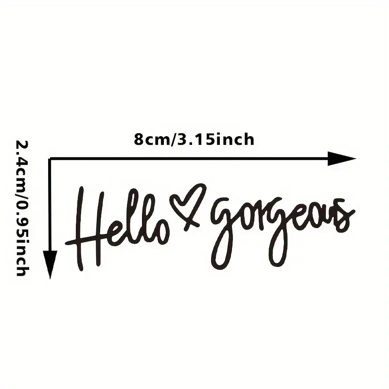 Hello Gorgeous Love Rearview Mirror Vinyl Car Sticker, Inspirational Quotes Removable Ladies Girls Car Interior Sticker