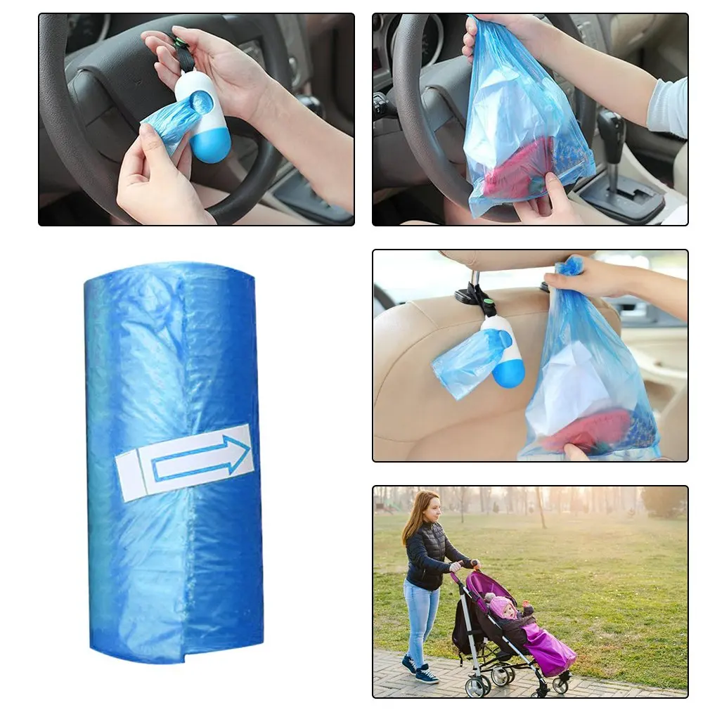 15pcs New Plastic Small Portable Baby Diapers Bags Rubbish Bags Garbage Bag Removable Box Nappy Bag