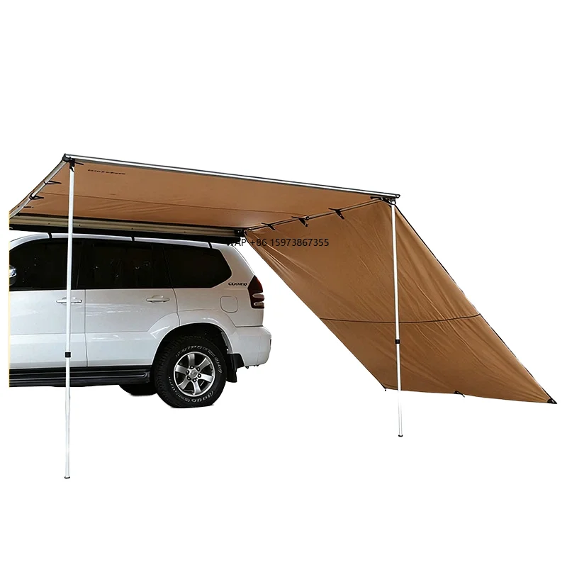 

Free car side awning tent summer waterproof Oxford fabric single door camping gear black outdoor