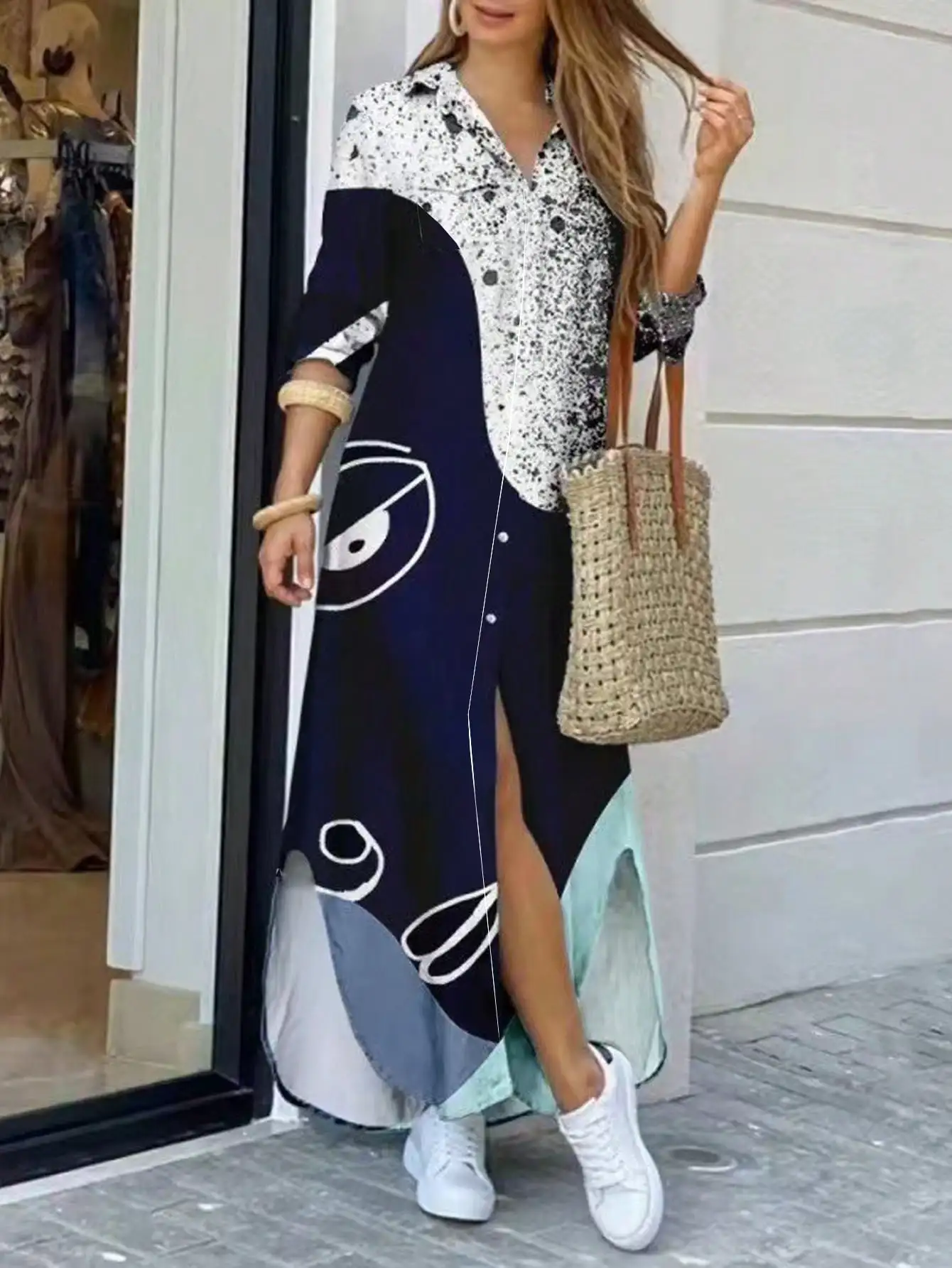 قميص نسائي غير رسمي فستان مطبوع عليه زهور موضة عتيقة فضفاضة نصف كم فساتين 2025 لربيع وصيف عطلة الشاطئ فستان بوهو طويل