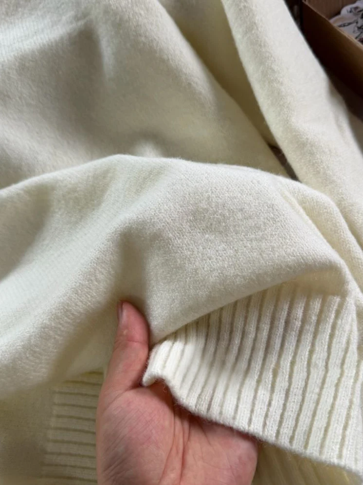 Bege camisola de malha feminina outono inverno com decote em v manga longa pulôver de algodão topos feminino sólido simples doce jumper 2025 novo