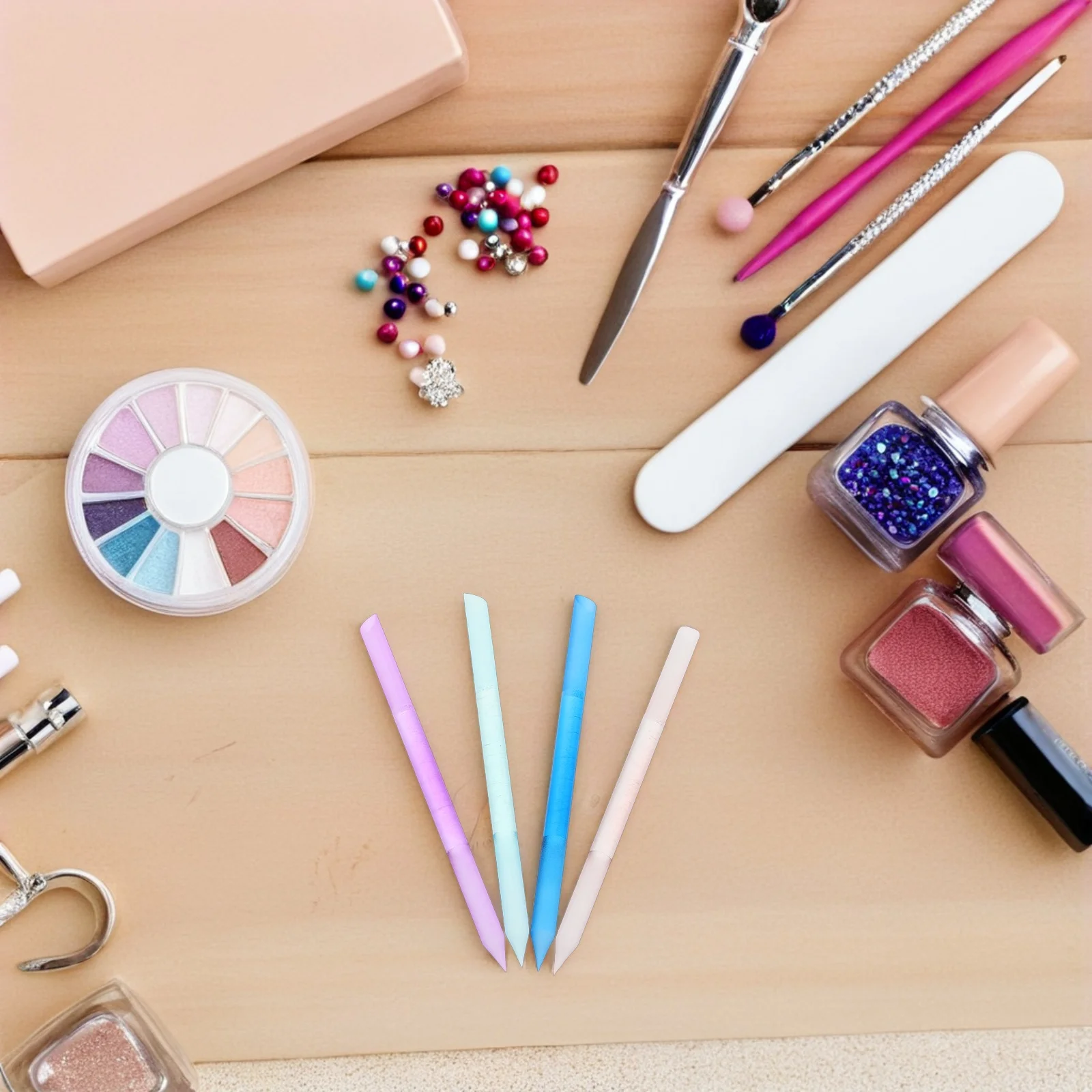 

4Pcs Glass Nail Tool Double Sided Cuticle Pusher Nano Glass File Manicure Stick Home Salon Nail Filing