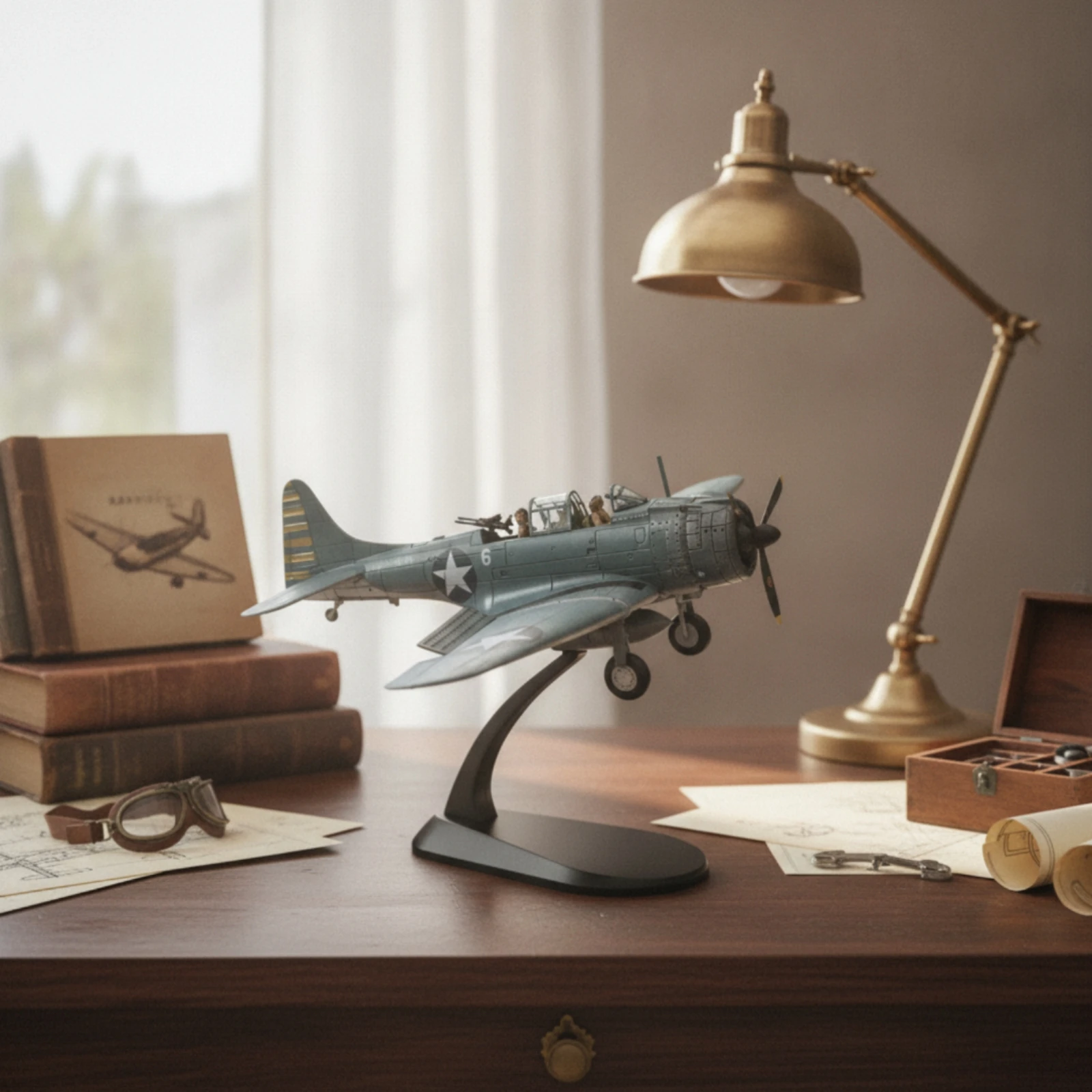 SBD Dauntless avec support de présentation, modèle d'avion de plongée Douglas SBD Dauntless à l'échelle 1/72 avec support de présentation, en métal moulé sous pression