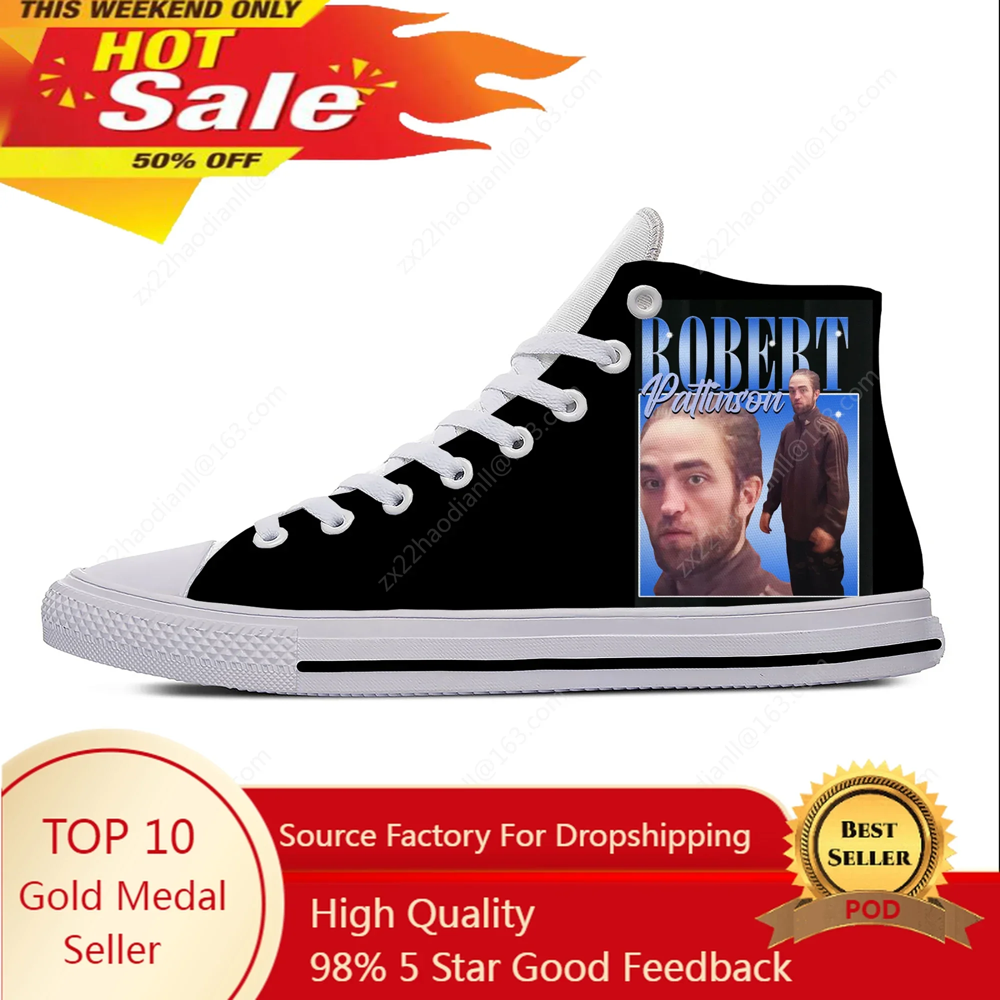 Funny Robert Pattinson Standing Meme High Top Sneakers Mens Womens Teenager Casual Shoes Canvas Running Shoes Lightweight shoe