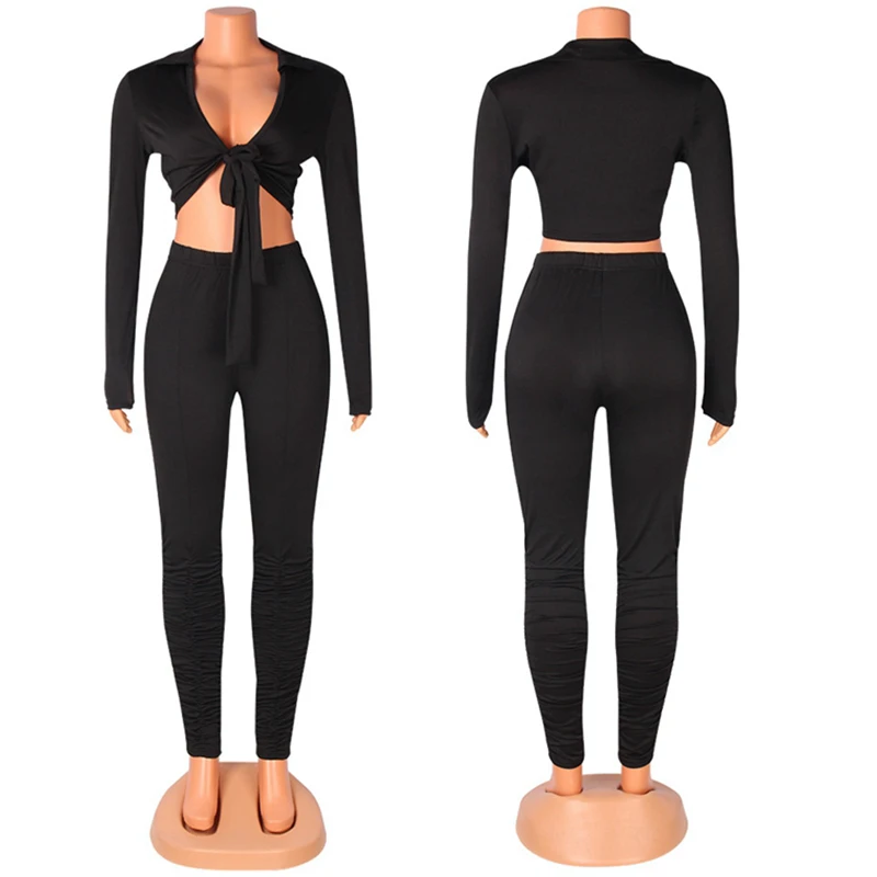 Fall Two Piece Set Women Pants and Top Set Matching Sets for Women Long Sleeve Stretch Club Party Sexy 2 Piece Outfits Tracksuit