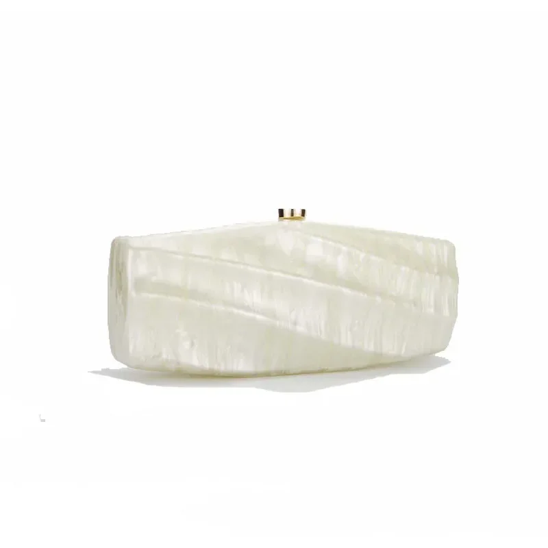 

Модный акриловый банкетный минодьер цвета слоновой кости, волнистый дневной клатч через плечо, женский роскошный выпускной вечер, свадебное платье, вечернее платье для телефона