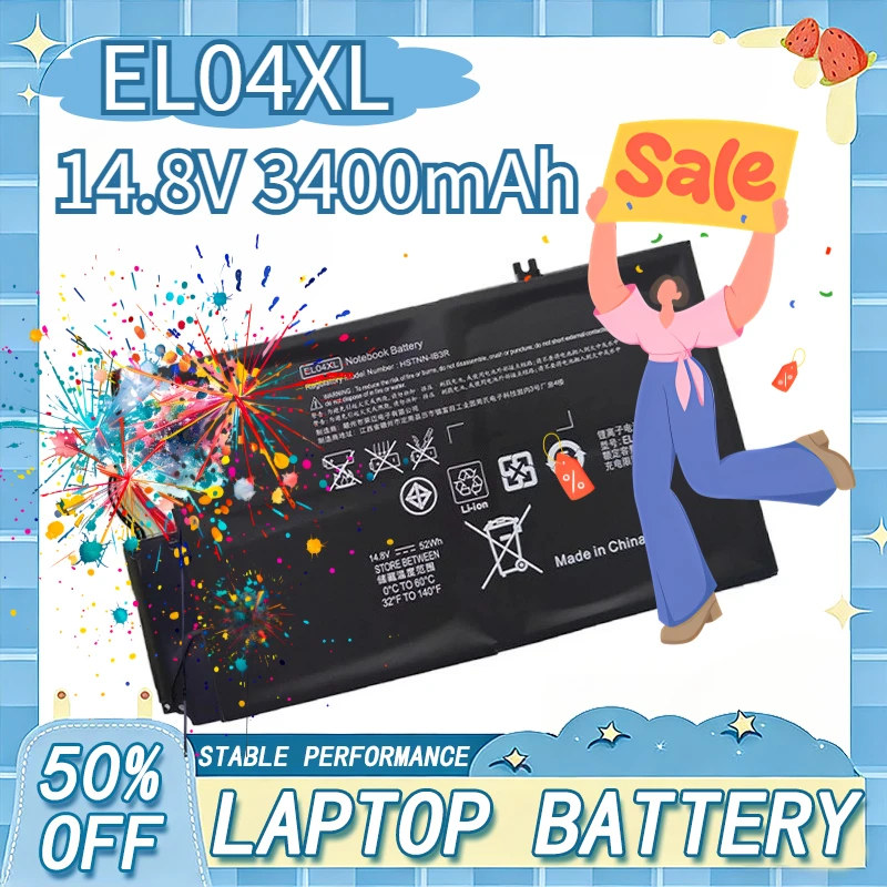 

EL04XL TPN-C102 Сменная батарея для HP Envy 4-1000 Series HSTNN-IB3R HSTNN-UB3R 681879-1C1 681949-001 681879-171 681879-541