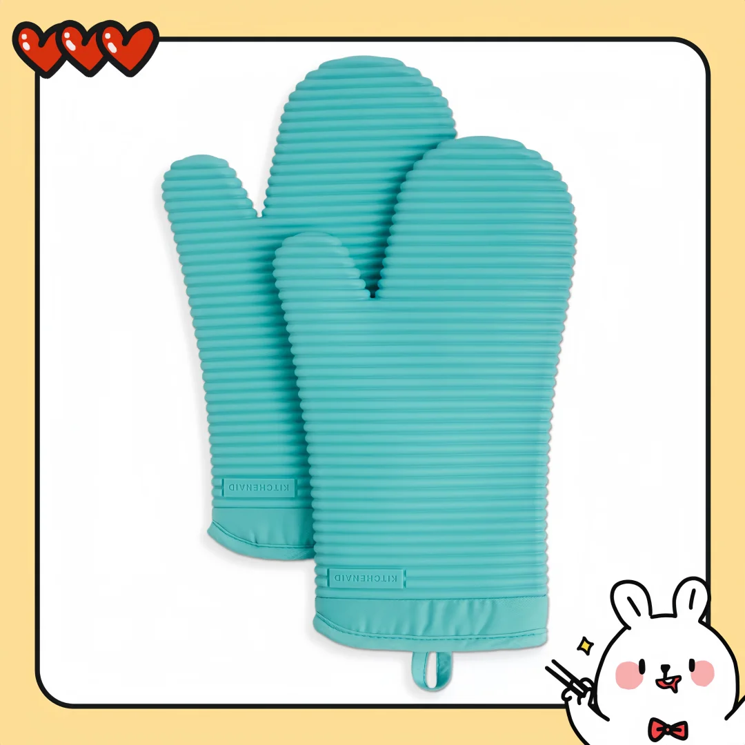 

Набор термостойких силиконовых прихватков для духовки, водонепроницаемых и нескользящих, 500. ° F Защита для выпечки и приготовления пищи, Aqua Sky (2 шт.)