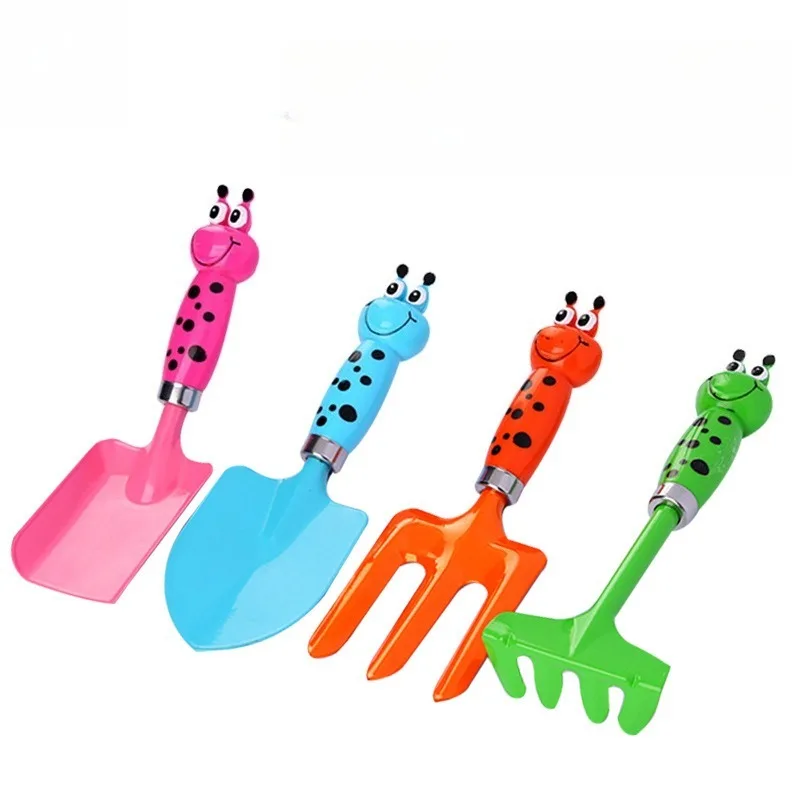 

4pcs Caterpillar Garden Tool Set Frog Grip Giraffe Kids Toy Beach Seaside Plant Gardening Tools