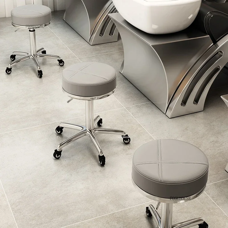 

For Small Rotating Barber Chair for Hair Salons Modern Circular Movable Metal Chairs Creative Simple Salon Chair for Beauty Salo