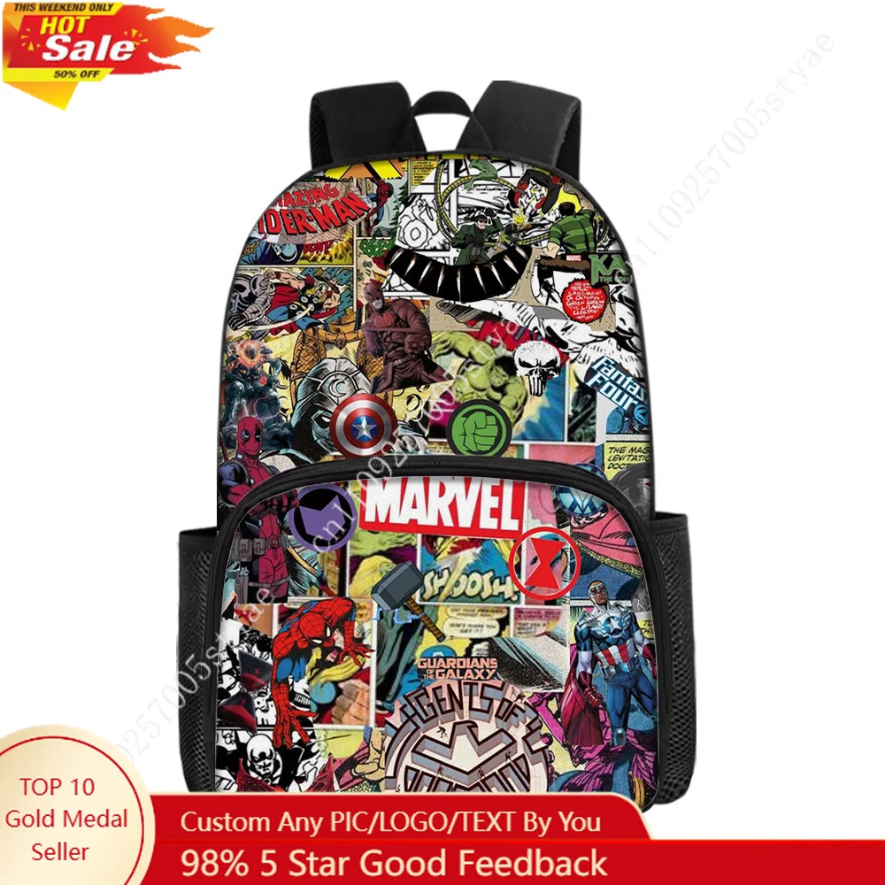 

15.7in Hulk Spider-Man Super Man Backpack Marvel Shoulder Backpacks 3D Printed Bags Bookbag Daily Packs Computer Bag