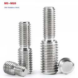 304 Stainless Steel M3 M4 M5 M6 M8 M10 M12 M14 M16 M20 Thread Adapter Male to Male Conversion Double Head Transfer Screw Bolt