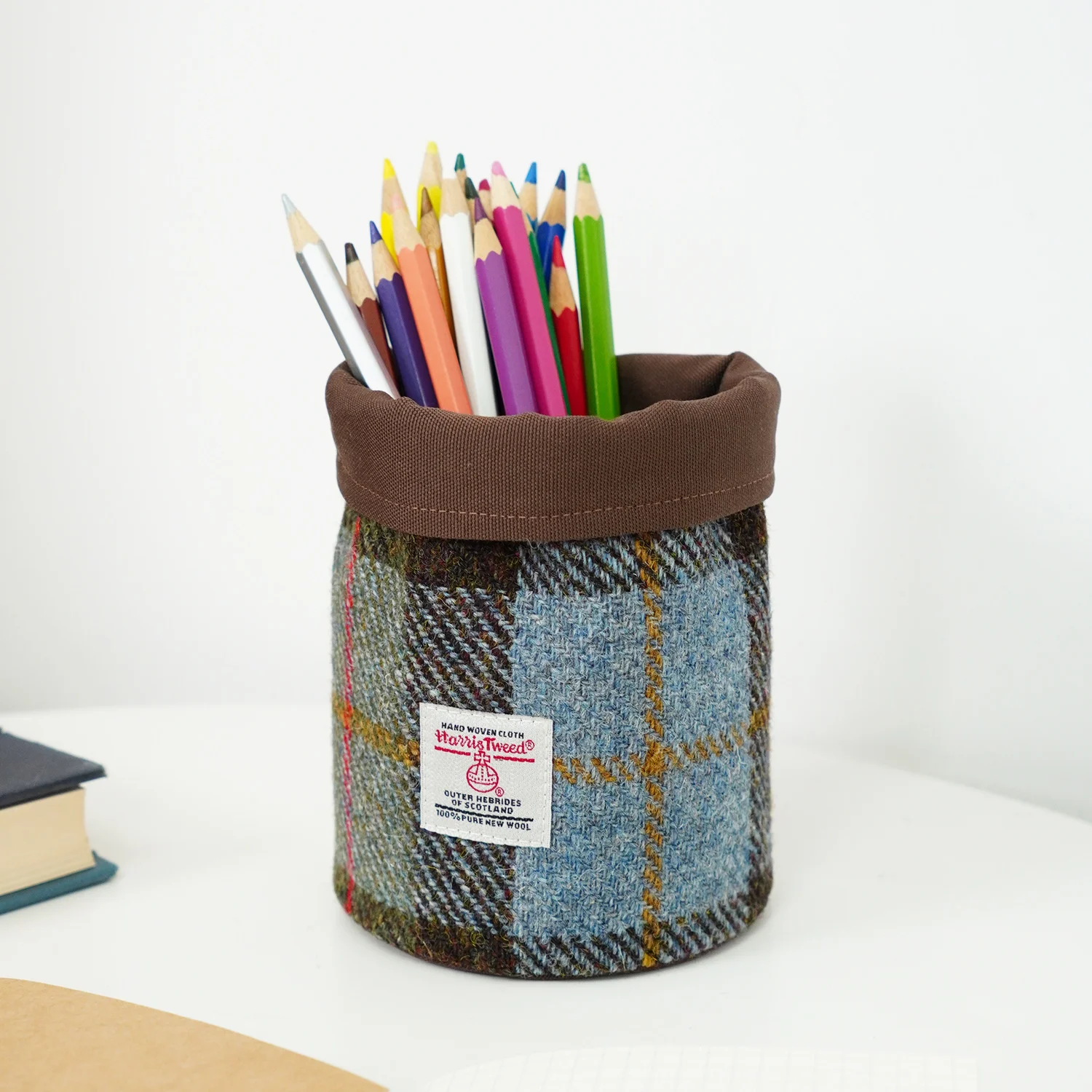 Elegant Tweed Pen Holder Multipurpose Desktop Organizer Creative Stationery Desk Accessories for Office Storage Box