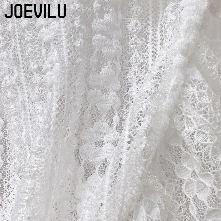 JOEVILU Y2K Korean Fashion Women's Lace Up Floral Cardigan Summer Sun Protection Cover Up Blouse White Chic Shirts Ladies Tops