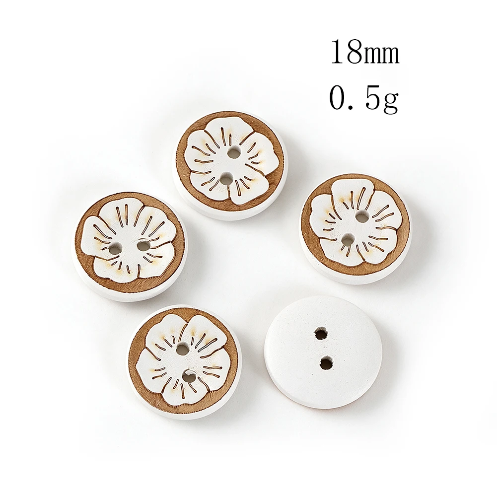 Two Holes Buttons Carved White Flower Round Hand Sewing Buttons For Shirts Dresses Linen Clothes DIY Garment Craft Accessories