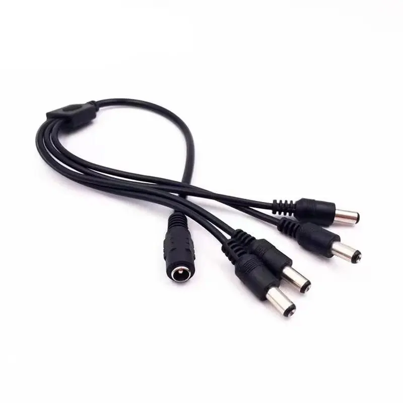 10pcs DC Power 1 Female To 4 Male Connector Splitter Cable Length: 30cm 5.5mm/2.1mm For LED And CCTV Camera Power Adaptor