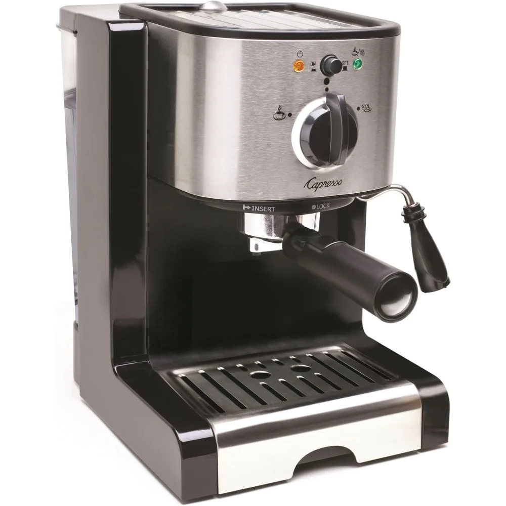 Capresso pompa 116.04 mesin Espresso dan cappucino EC100, hitam dan tahan karat, 46 oz