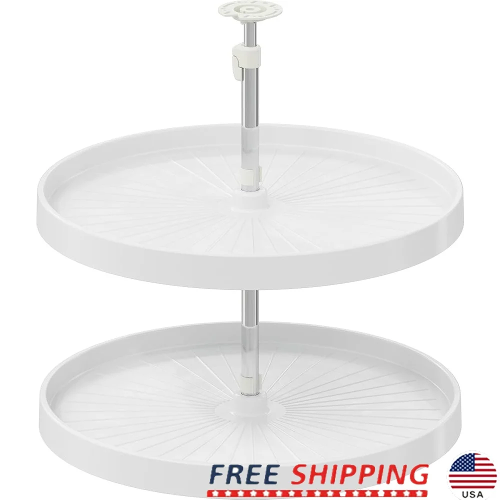 

Polymer Full-Round Lazy Susan 2-Shelf Rotating Organizer Diagonal Corner Cabinets Easy Installation Solution