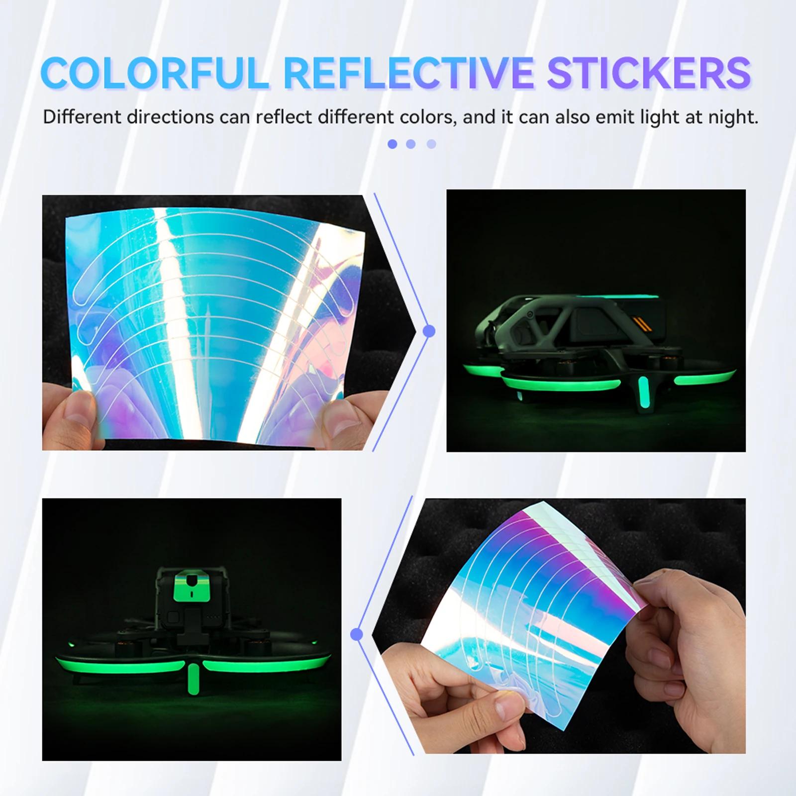 Colorful Luminous Stickers for DJI Avata Fluorescent Decals Through Night Flight Illuminated Drone Accessories 1 Set PVC Sticker