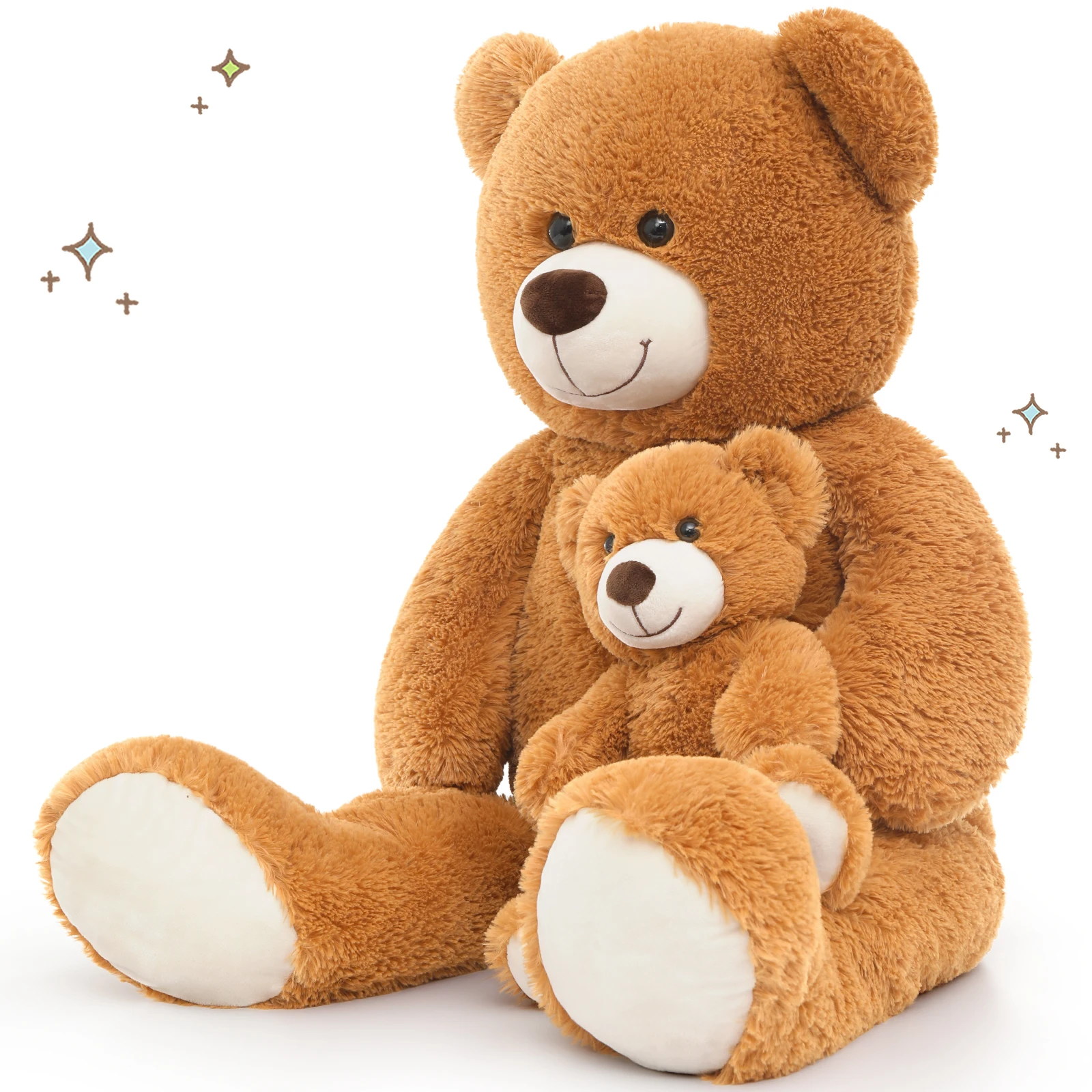 テジトゥール巨大ぬいぐるみ39インチ、大きなテディベアママと赤ちゃん、子供向けの大きなテディベア、バレンタインやクリスマスの彼女へのプレゼント