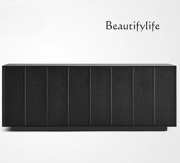 Black Oak Solid Wood Sideboard Mild Luxury Retro Chest of Drawers Italian Minimalist Storage Low Cabinet